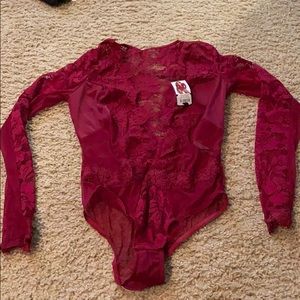 Hustle Hollywood Lingerie Bodysuit in Burgundy